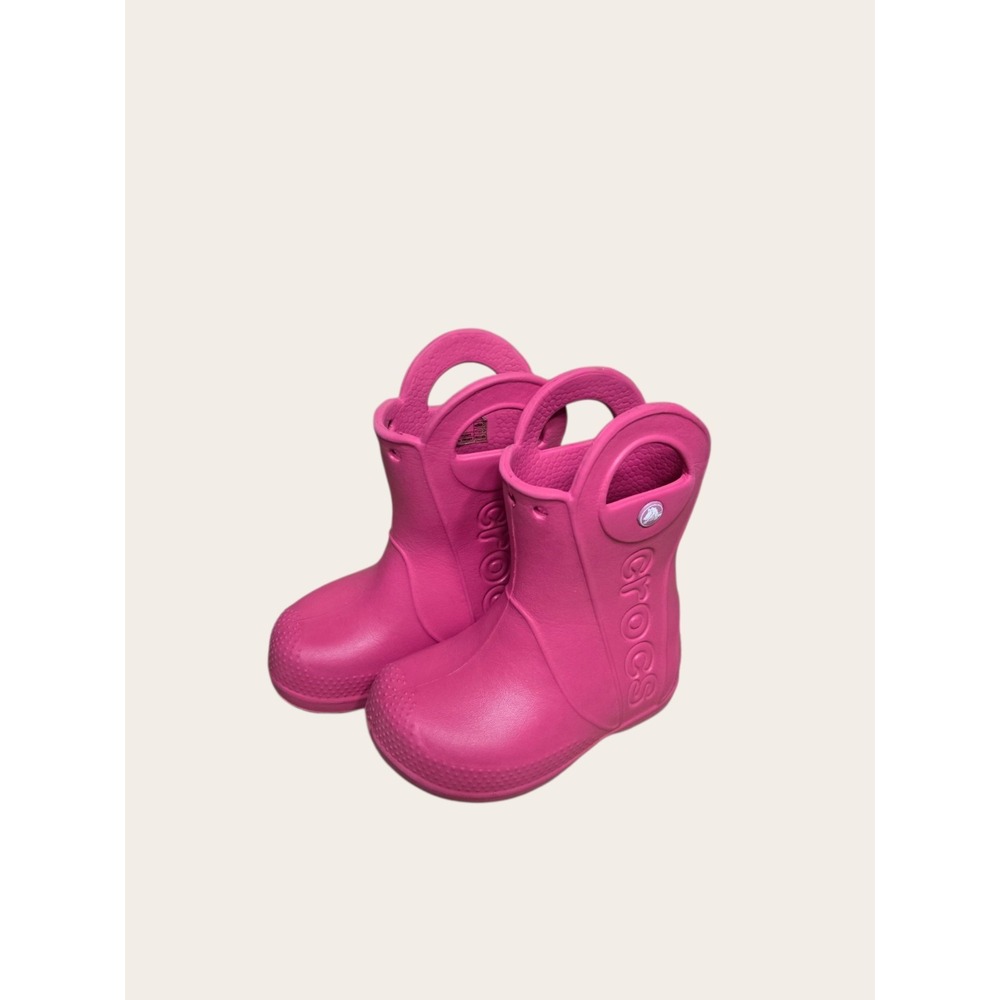 Crocs "Handle-It" Slip On Waterproof Rain Boots Kids Pink Size C7 Summer